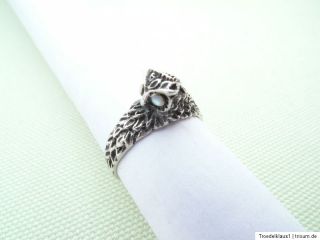 Antiker Silber Ring,,925 gestempelt,EULE mit Mondstein Augen,,TOP