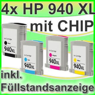 4x HP 940XL TINTE PATRONEN MIT Chip OFFICEJET 8000 8500A PLUS PRO