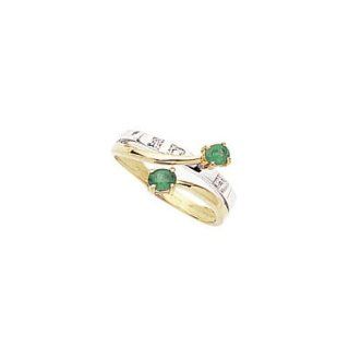 Damenring   Bicolor Gold 750/000   Smaragd & Diamant   Größe 50