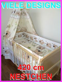 Baby Kinder Bettwäsche, Bettset mit 420 cm rundum Nestchen für