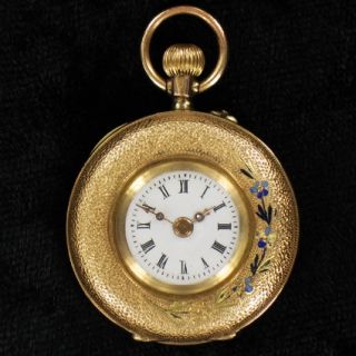 Jugendstil Damen Taschenuhr Floral verziert in 14 Kt Gold pocket watch