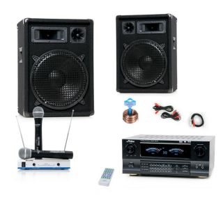 LUXUS Karaoke PA SET Boxen Verstärker Funkmikrofonset P