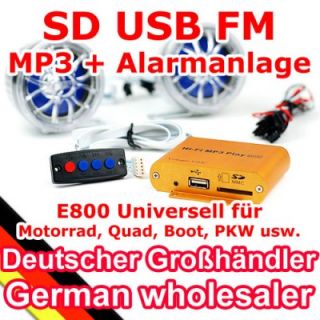 800 12V Motorrad USB FM  Player inkl. Alarmanlage
