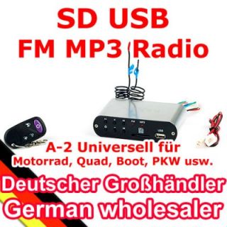 NEU A 600 12V Motorrad FM USB SD  Player + 2x Remote