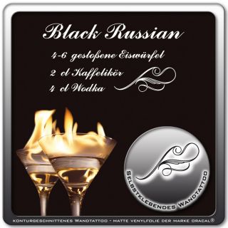 Wandtattoo Black Russian Cocktail Party Bar Deko WT440