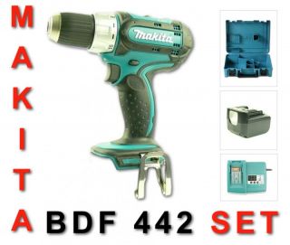 Makita BDF 442 RFE Akkubohrschrauber + 1x DINOTECH AKKU + Lader DC18RA