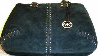 Astor XL Suede Leather Weekender bag satchel $448 Hunter Green