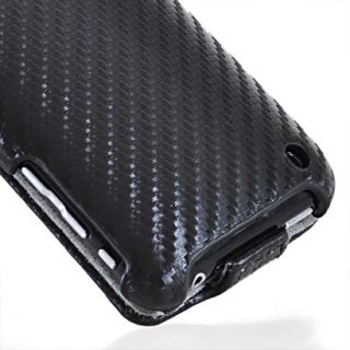 Carbon Leder Tasche Flip Case Handy Cover + Folie Schale für Apple