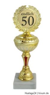 Pokal Auszeichnung ENDLICH 50 Geschenkpokal Geschenk Ehrung 50 Jahre