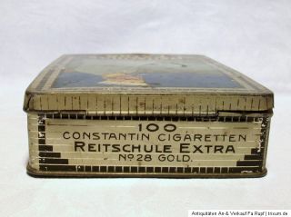 Uralt Zigaretten Reklame Dose Reitschule Extra Nr.28*Constantin