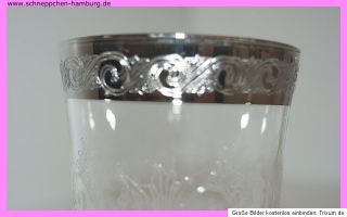 italienische Gläser Glas Trinkglas Platinrand Ätzdekor made in