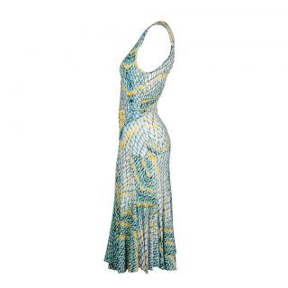 Just Cavalli Designer Kleid blau/gelb Gr. 36 UVP 469,00 €
