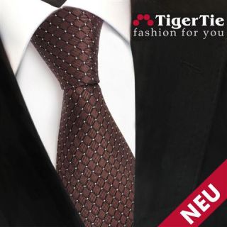 TigerTie Designer Krawatte braun silber gepunktet   Schlips Binder Tie