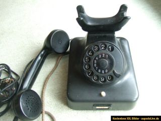 altes POST Telefon W48 mit Erdtaste 09/1955 in schwarz für Sammler