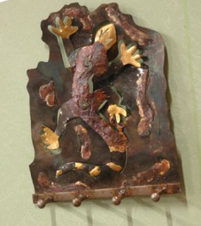 Schlüsselbrett Gecko   Metall   Unikat Art. 476