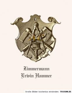 Individuell Zunftwappen Zimmermann Schreiner 30x42