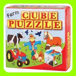 Würfel Puzzle aus Holz Kuh Schaf Pferd Traktor Huhn Puzzel Kreativset