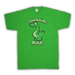 DINOSAURS RULE CUTE CARTOON RETRO STYLE T SHIRT ALL SIZES AND COLOURS