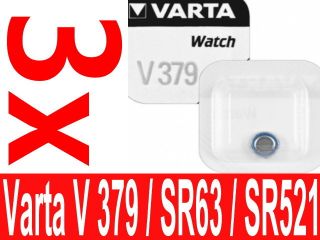 Stück Varta V 379 Knopfzelle Batterie V379 SR521SW SR63 SR521 3x