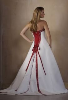 Weiß+Rot Brautkleid Stickerei Straps von Abendkleidung