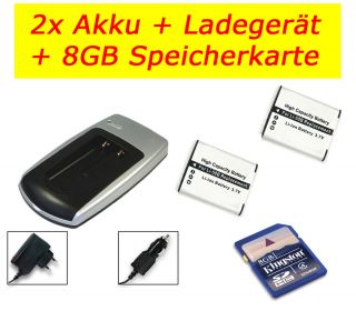 2x AKKU + LADEGERÄT + 8 GB SDHC SPEICHERKARTE von KINGSTON FÜR