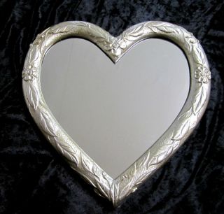 Wandspiegel Spiegel Herzform Herz BAROCK Antik 345 ANTIKSILBER 39x38