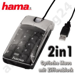 Hama 2in1 USB Maus & Numpad Mouse Ziffernblock 1000 dpi