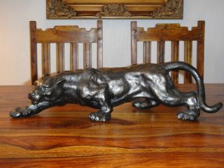 Figur Panther Tiger Puma Leopard Jaguar Löwe Statue Skulptur Bronze