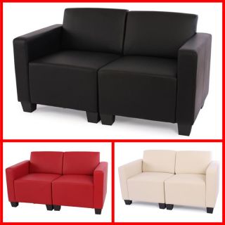 Modular Zweisitzer Sofa Couch Lyon Kunstleder schwarz creme rot