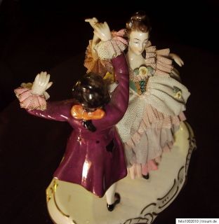 Porzellan Figur Gruppe Tanzpaar Frankenthal lace porcelain figurine