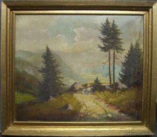 Oil on canvas , modest condition  Frame for free Alpine wide view .