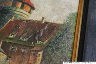 Gemälde Ölgemälde auf Platte wohl Nürnberg Stadtturm Altstadt H