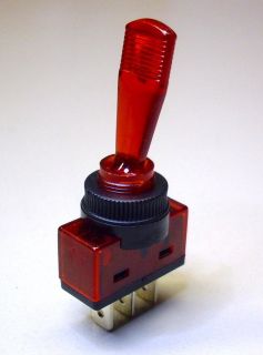 Stück Kfz Schalter (lang), beleuchtet, 3 polig, 12V/20A, rot (E3780