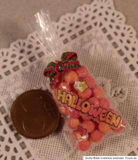 Tüte m. Halloweentrüffeln, Fimo Miniatur 112, Puppenstubenzubehör