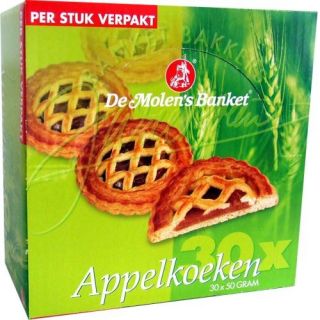 40EUR/1Stk) De Molens Banket Apfel Küchlein Appelkoeken 30