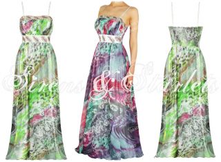 Damen Kleid Maxikleid Sommerkleid Exotisch Grün Chiffon Boho