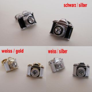 Miniaturen Ohrringe Ohrstecker Kamera Fotoapparat Fotokanera schwarz