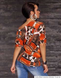 Tunika Longshirt Asymmetrisches Shirt Mehrfarbig Grafischem Muster Gr