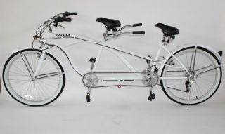 Tandem Fahrrad für 2 Personen in weiß  Duobike Tandemfahrrad
