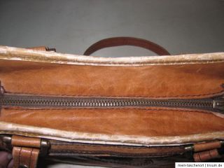 Tasche Cognac Braun Schultertasche Shopper Vintage Leder Bag Boho 70er