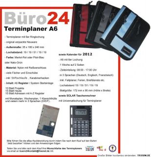 TERMINPLANER Zeitplaner TIMER A6 mit Kalender & Rechner