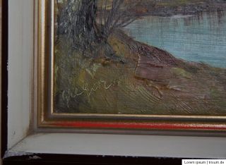 Altes Öl Bild Gemälde auf Leinwand signiert Gregor Dachbodenfund