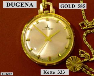 DUGENA Frackuhr Taschenuhr Gold 585 Uhrkette Gold 333
