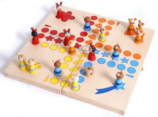 Ludo Tiere lustiges Spiel für Kinder klappbare Holzbox Reisespiel