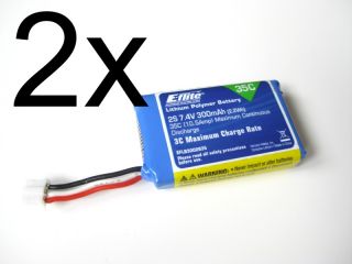 2x Original E flite 130X 300mAh 2S 7.4V 35C LiPo Akku (Battery