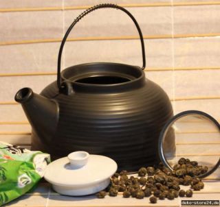 Design Teekanne schwarz mit Teesieb 1,2 Liter Tee Kanne
