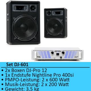 TOP 1200W Party DJ PA SET Boxen Verstärker DJ Anlage