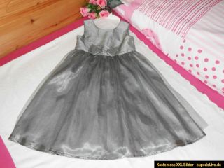 Traumhaft schönes H&M Festkleid Kleid edel + festlich Gr 122 silber