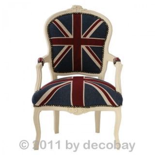 Barock Englische Flagge Salon Stuhl mit Stoffbezug