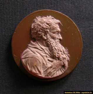 Alte Porzellan Medaillen Porträt Keramik Relief Ton Bild Alter Mann